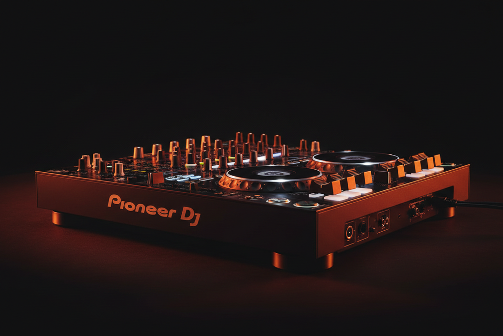 Pioneer DJ DJM-V10-LF - Sağ Profil Turuncu Kırmızı Işık