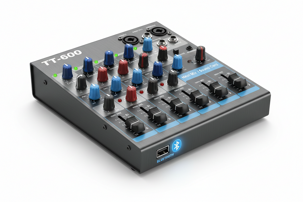 TT-600 Ses Kartlı Mixer 4 Kanal Bluetooth USB
